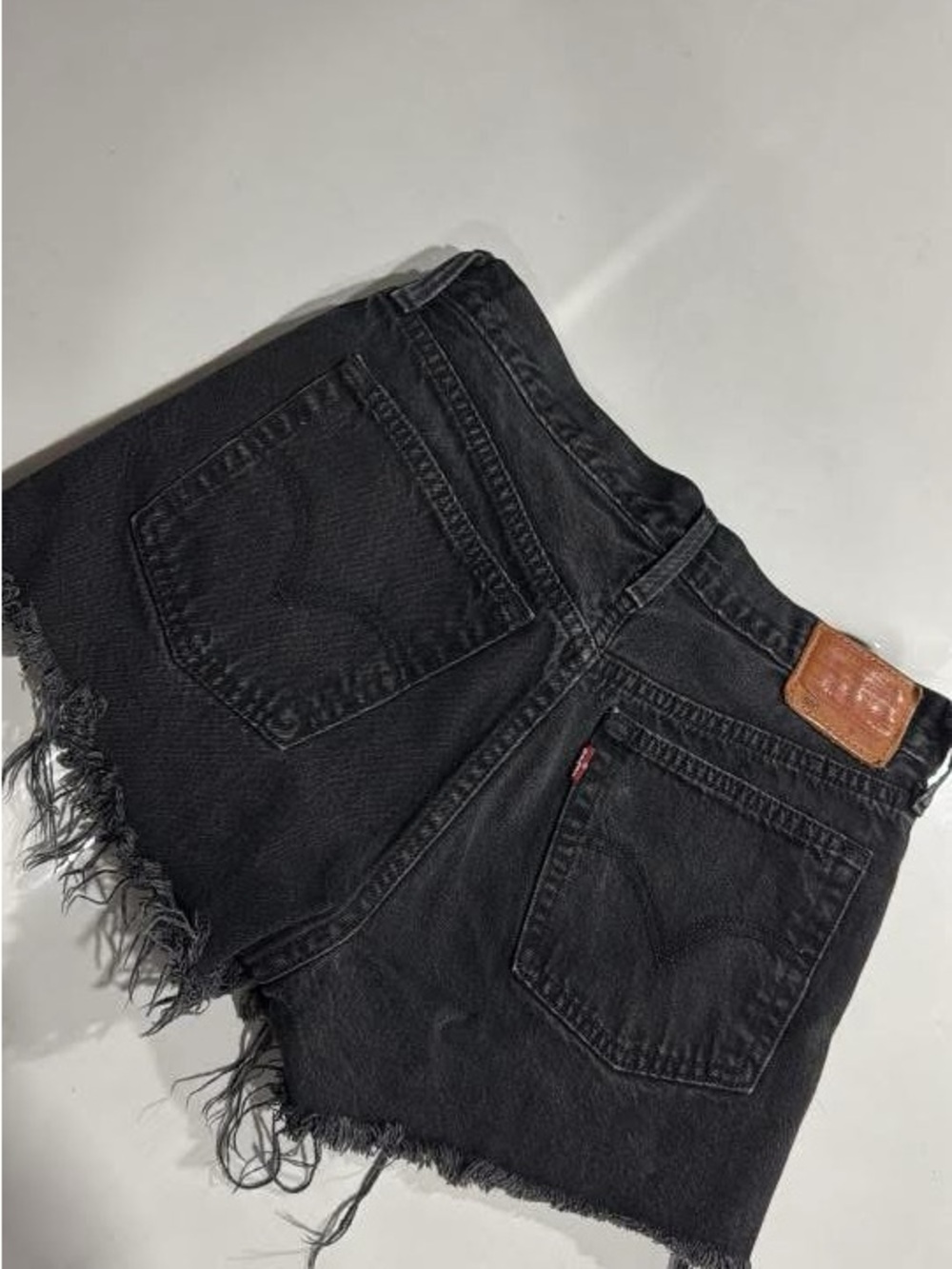 Levi's 501 Black Distressed Frayed-Hem Denim Shorts
